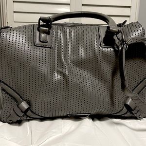 Steve Madden gunmetal grey perforated crossbody satchel purse